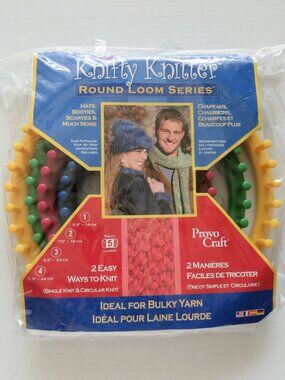 Knifty KNITTER 4 Round Set Provo Craft 2 Hook Needle Round  Loom Series Set New